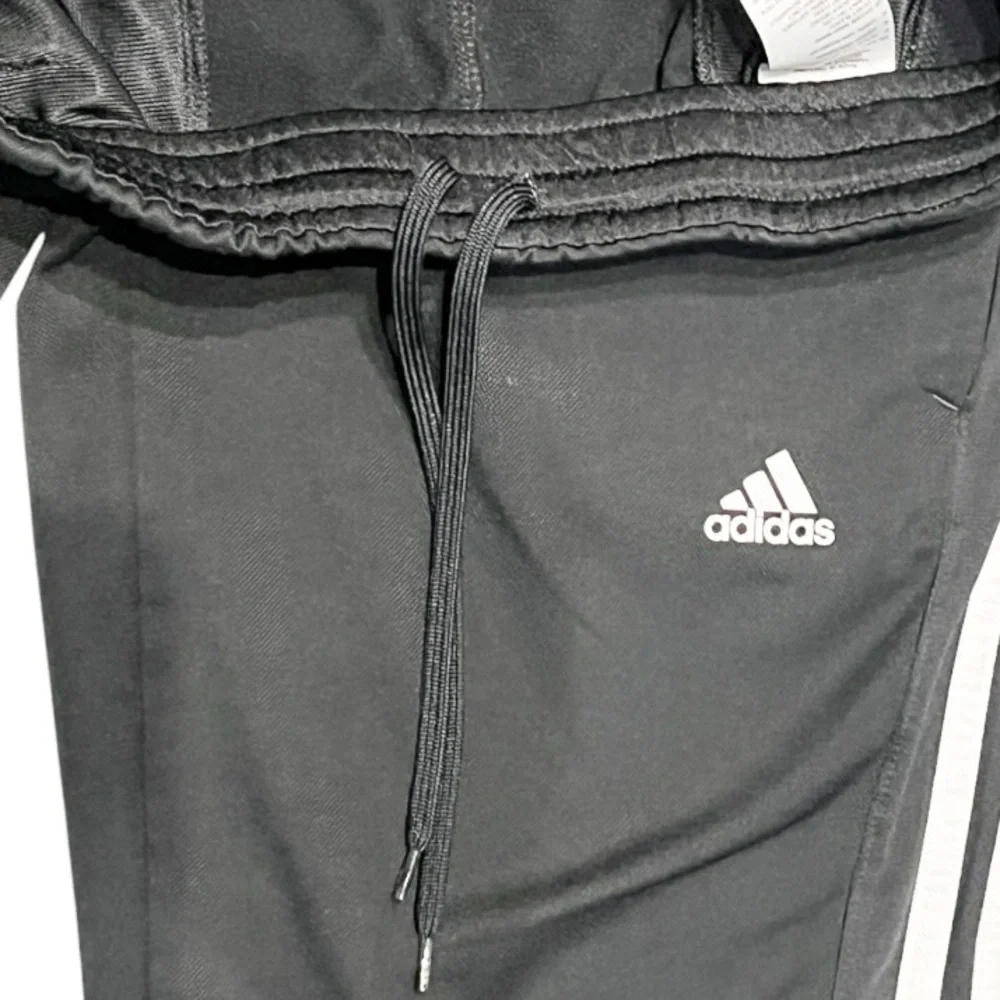 Adidas Size Youth Large Track Pants Sweatpants Black w/ White 3 Stripes